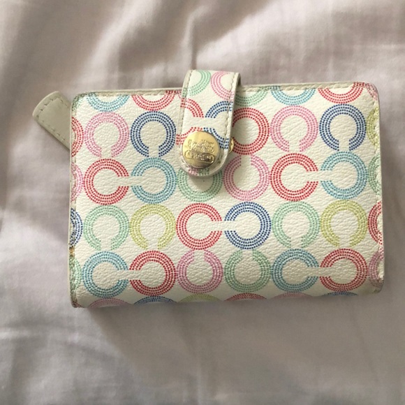 Coach Handbags - White multi colored coach wallet
